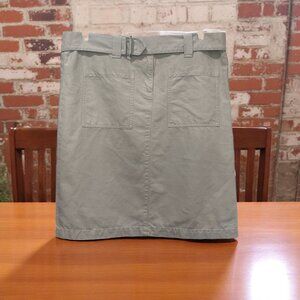 Calvin Klein Jeans Belted Skirt Linen Blend Khaki‎ Utility Pockets Size 8